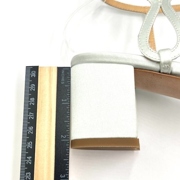 Badgley Mischka Size 8.5 Light Pastel Blue Green Satin Dress Sandals Heels Shoes - Picture 15 of 15